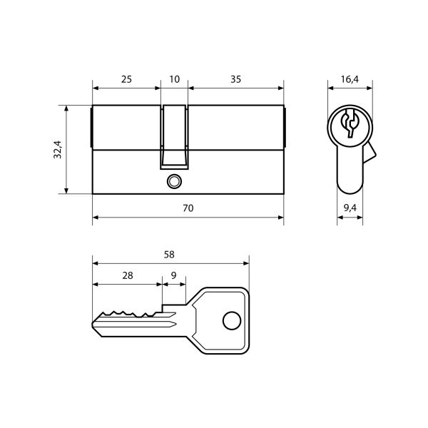 Стандарт Z.I.70-5K (25x10x35) BP 5кл англ.ключ/ключ Цилиндровый механизм(120,12)