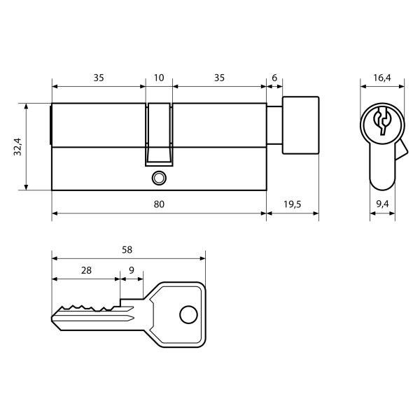 Стандарт Z.I.80В-5K (35Bx10x35) BP 5кл англ.ключ/верт. Цилиндровый механизм(120,12)