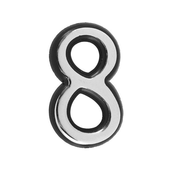 Цифра дверная АЛЛЮР пластик "8" хром (3000,20!!!) Китай