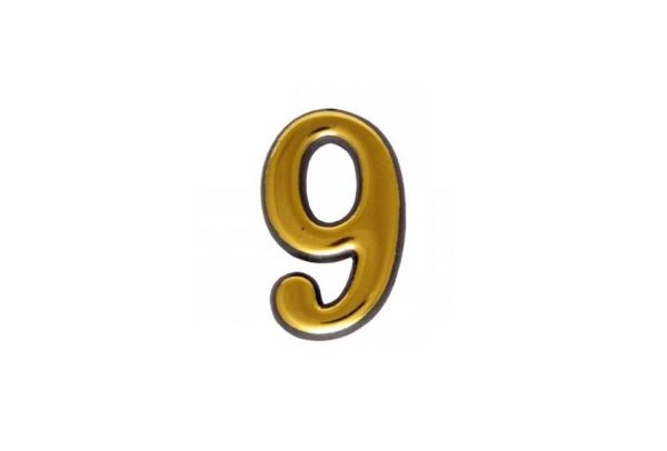 Цифра дверная АЛЛЮР пластик "9" золото (3000,20!!!)