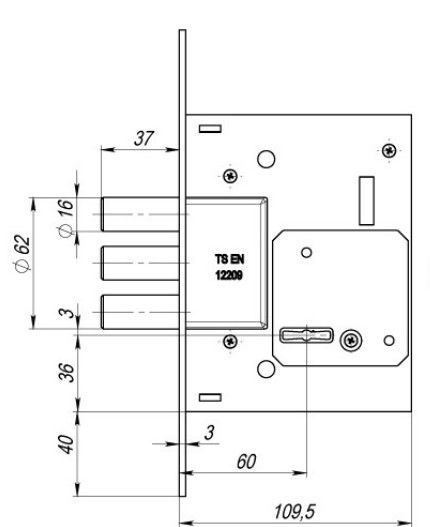 Замок врезной LS V257L BS60-CP