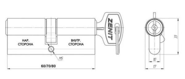 Механизм цилиндровый МЦ1-5-60 (60мм)
