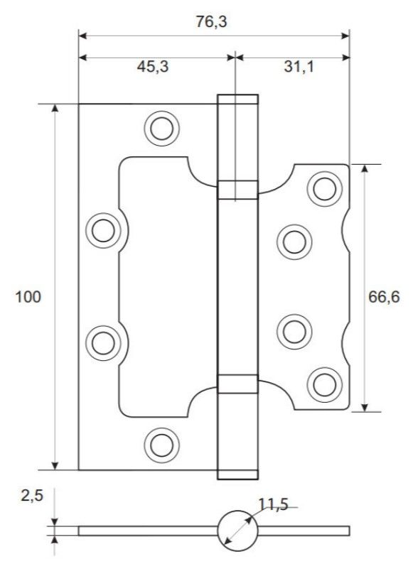 Петля накладная LS 100*75*2,5-АВ(бронза) комплект 2 шт