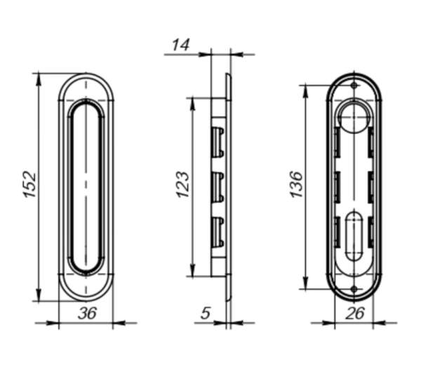 Ручка для раздвижных дверей SH.SL152.010 (Soft LINE SL-010) АВ бронза Китай