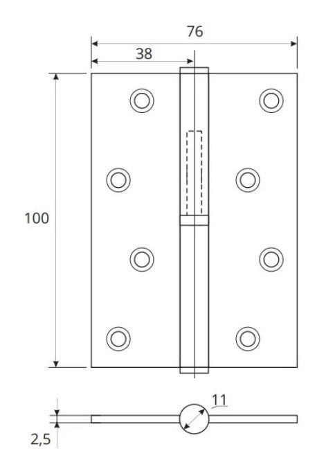 Петля врезная LS 100*75*2,5-АВ(бронза) комплект 2 шт