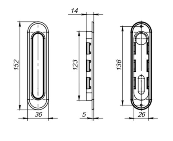 Ручка для раздвижных дверей SH.SL152.010 (Soft LINE SL-010) SN  матовый никель Китай